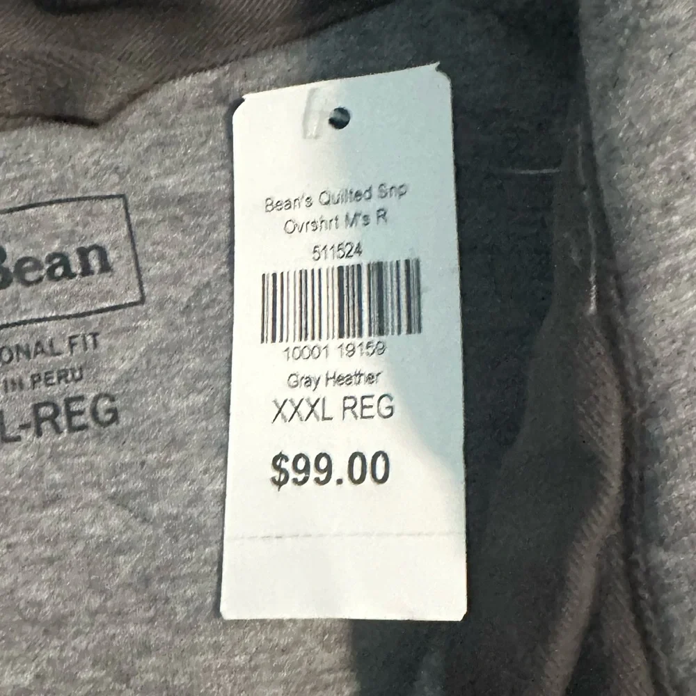 L.L. Bean Men's Quilted Snap Overshirt/Sweatshirt - Picture 5 of 14